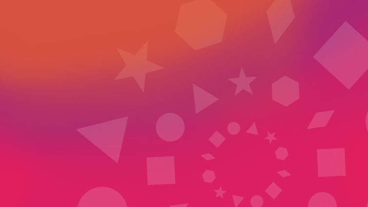 A orange and pink gradiant background with different geometric shapes overlayed. The shapes create circles. There are three circles that get gradually smaller and they're positioned on the lower right of the graphic and are cut off.